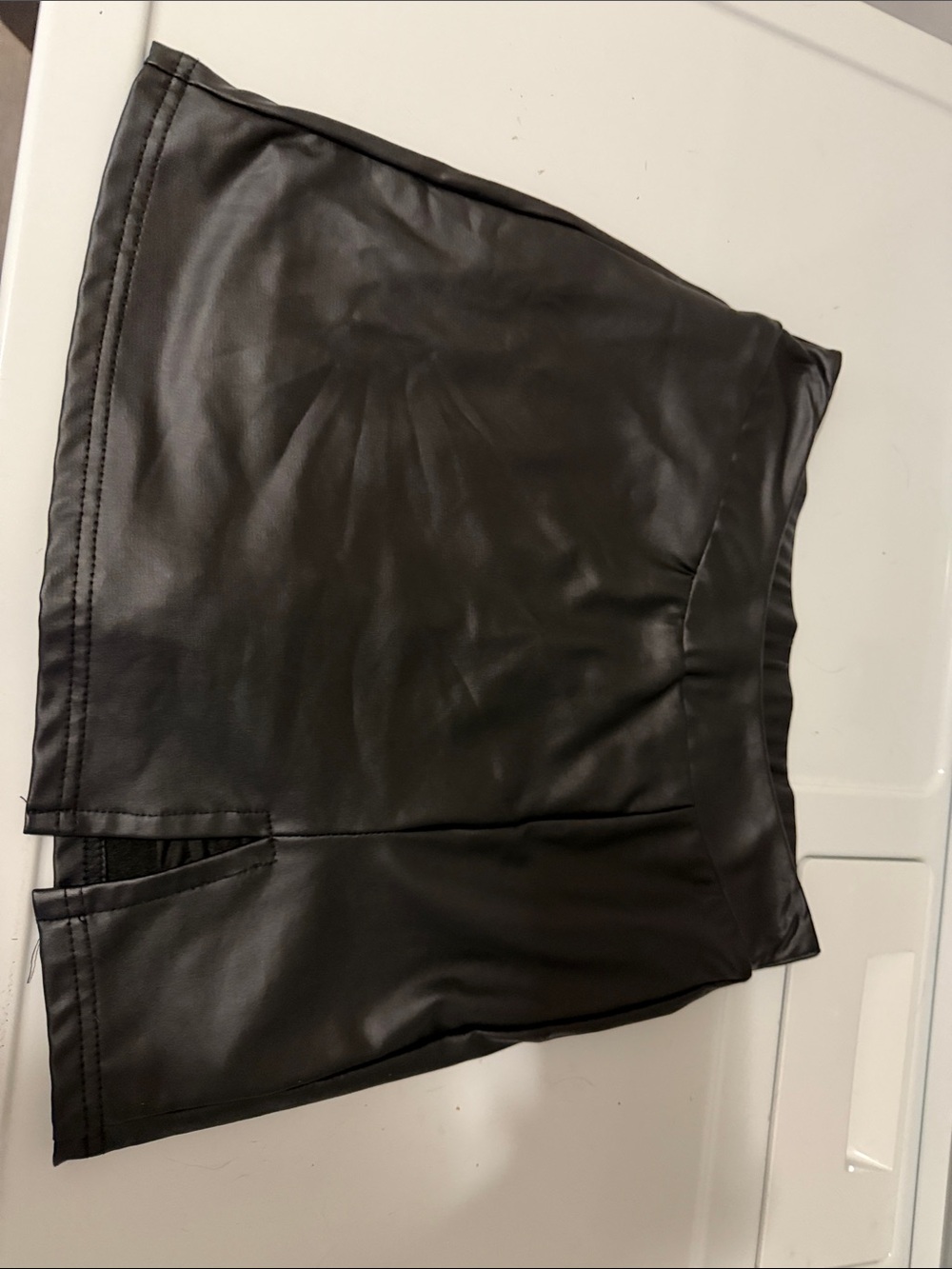Black Faux Leather Mini Skort